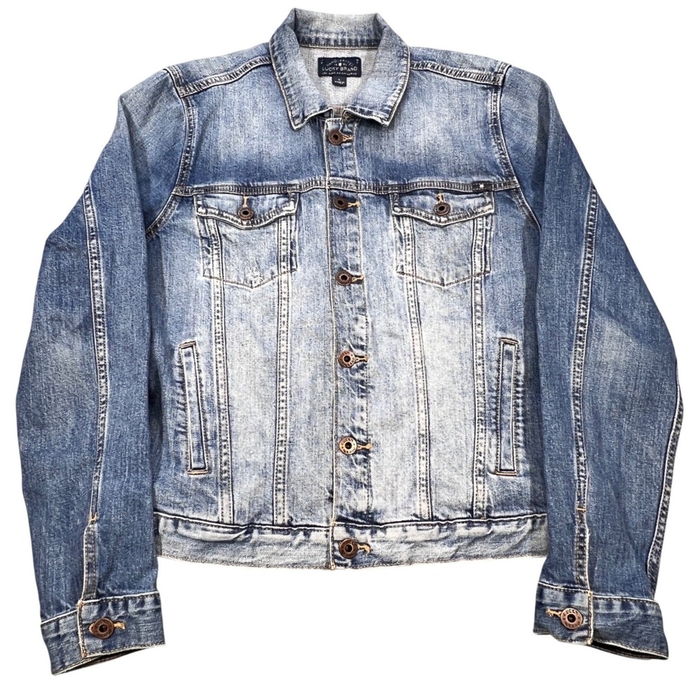 Lucky Brand Blue Light Wash Classic Denim Trucker Jean Jacket Women Large